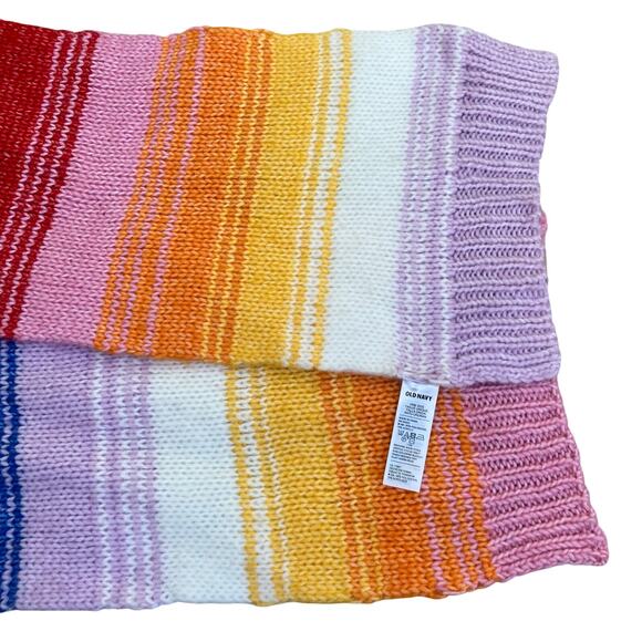 Old Navy Rainbow Color Chunky Knit Sweater Scarf Oblong Soft Boho - Picture 9 of 15